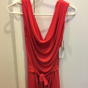 Pretty Draped Neck Poinsettia Dress